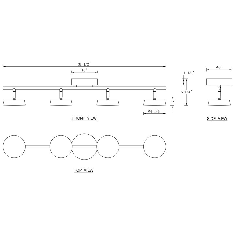 Ensemble de rail d'éclairage 31,5 po à 4 lumières