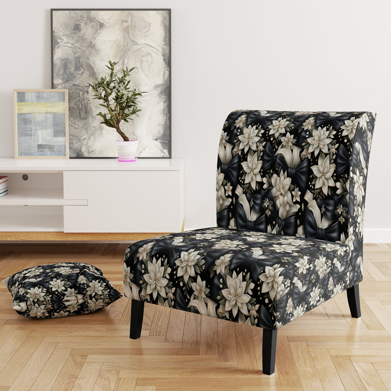Rustic Victorian Brocade Victorian Motif - Chaise d'appoint de chalet rembourrée à motif floral, Style tuxedo