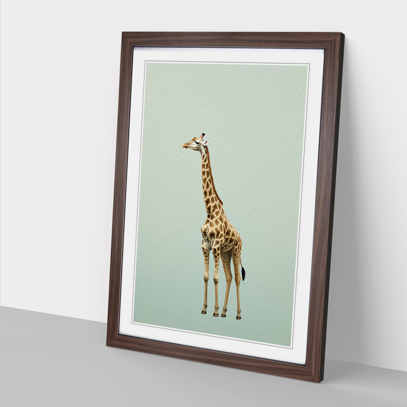 Giraffe Minimalism No.2 - Framed Print, Walnut Framed, 34cm H x 25cm W