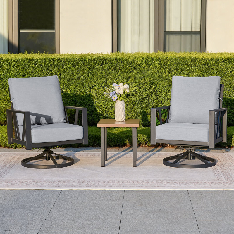 Chaise berçante pivotante 3 pièces avec coussins de 6 po, Gris clair