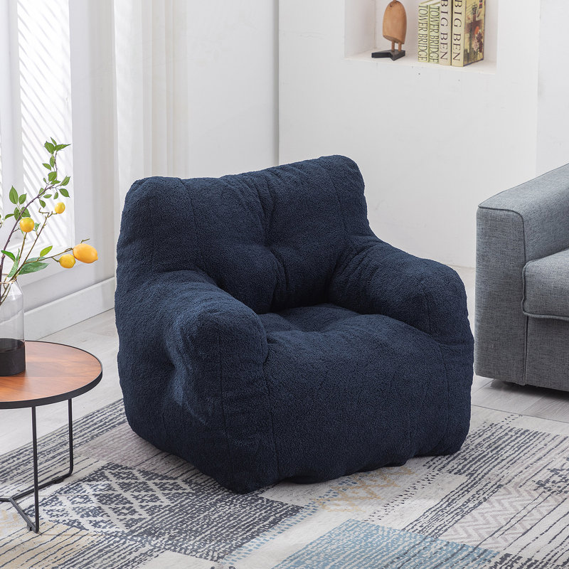 Fauteuil à billes en tissu, Dark Blue Teddy