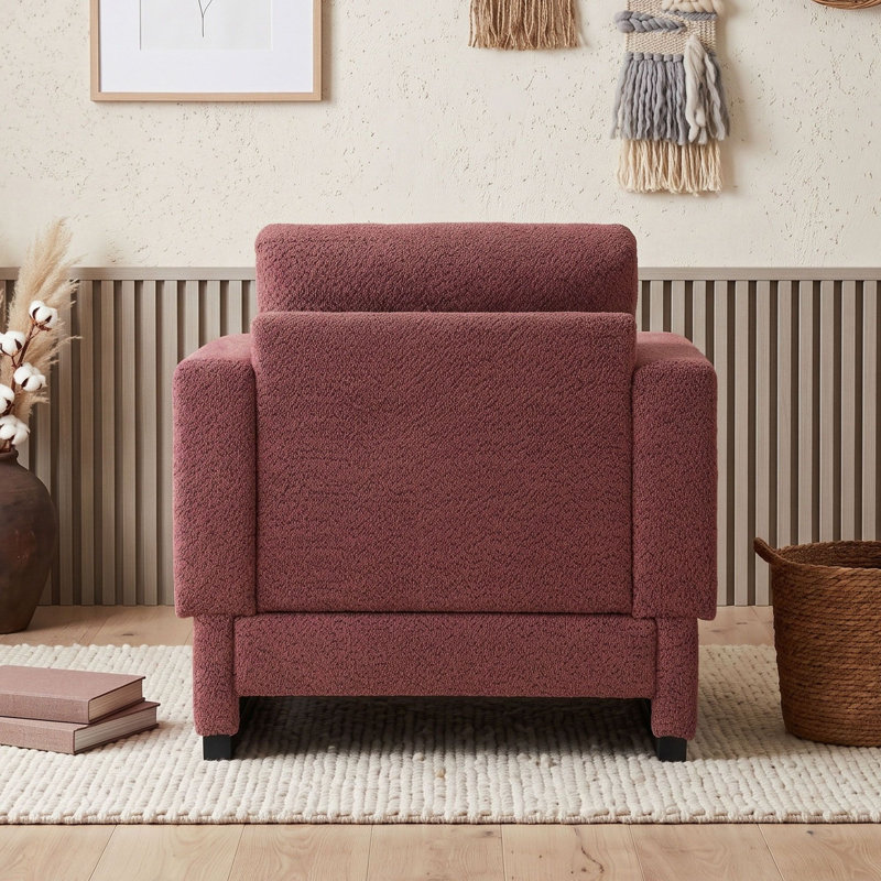 Fauteuil d'appoint rembourré avec accoudoirs Boucle, Rouge