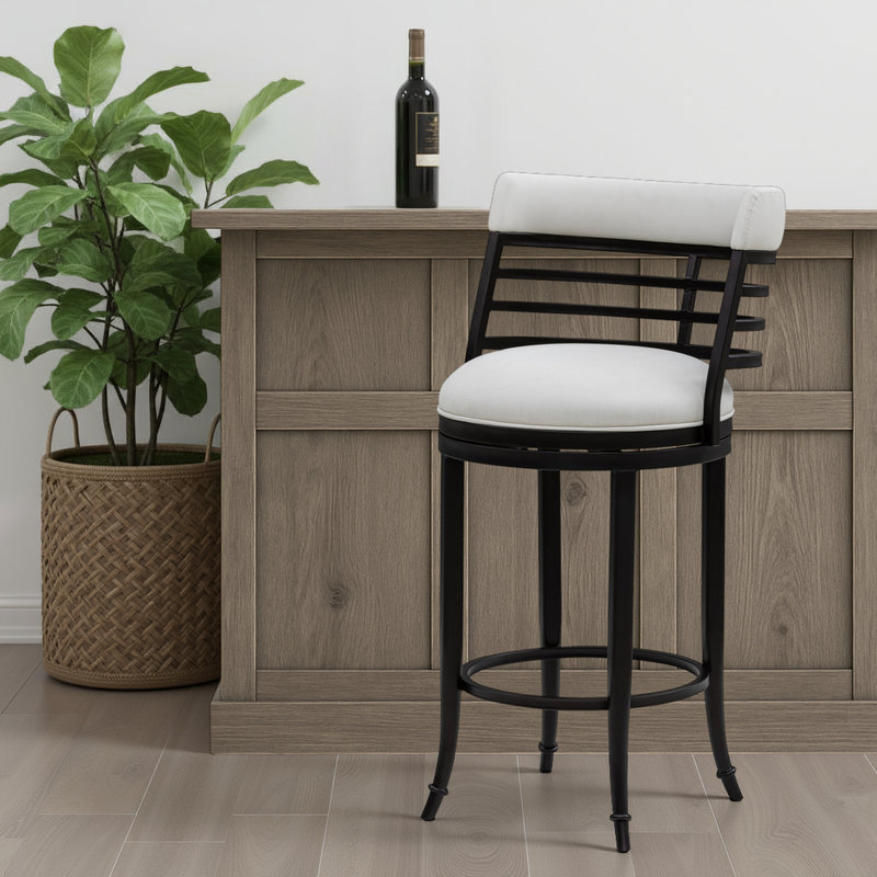 Tabouret de bar pivotant en similicuir Conover, Blanc, Tabouret de bar (siège d'une hauteur de 30 po)