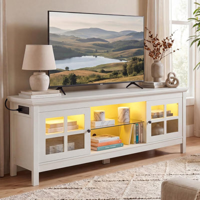 Farmhouse TV Stand for Televisions up to 60 Inches (Off White)