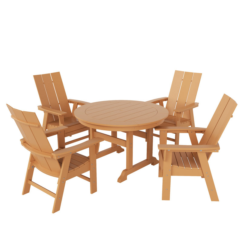 Joubert 4 - Person Patio Dining Set with Round Table, Teak