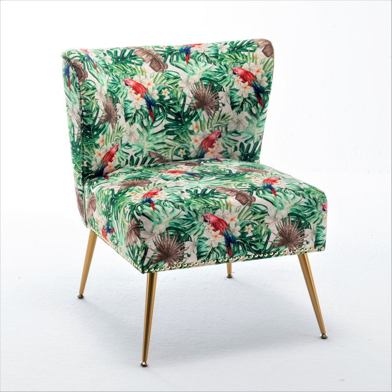 Friant Upholstered Slipper Chair, Green/Red 100% Polyester