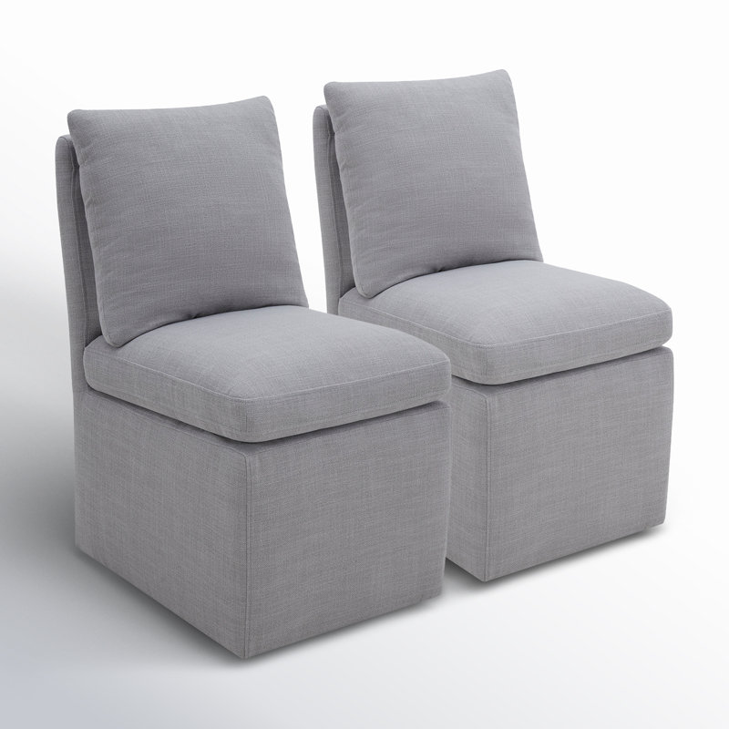 Chaise d'appoint rembourrée à roulettes Alayaa, Lin performance gris Effie 