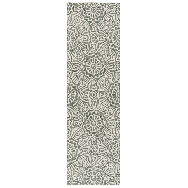 Blossom Hand Tufted Wool;Cotton Damask Indoor Rug, 2'-3" X 8'-0" Runner