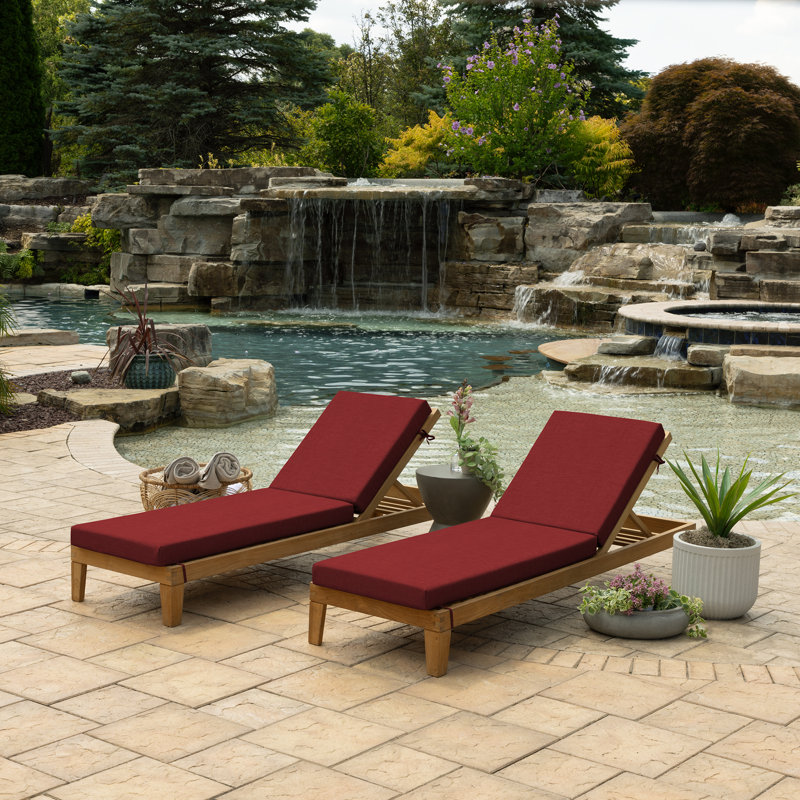 Coussin de chaise longue d'extérieur en mousse ARDEN, 21 x 72, fabriqué avec ProFoam, Rouge rubis Leala