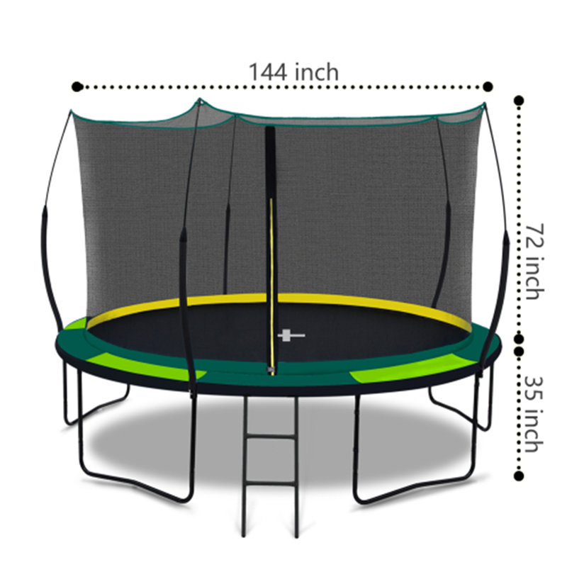 Recreational Trampolines with Enclosure for Kids and Adults with Patented Fibreglass Net Poles Pumpkin- Green