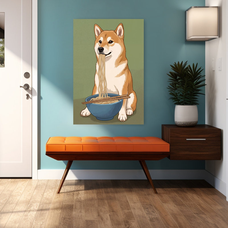 Art mural contemporain Shiba Inu, H 48 po x l 32 po