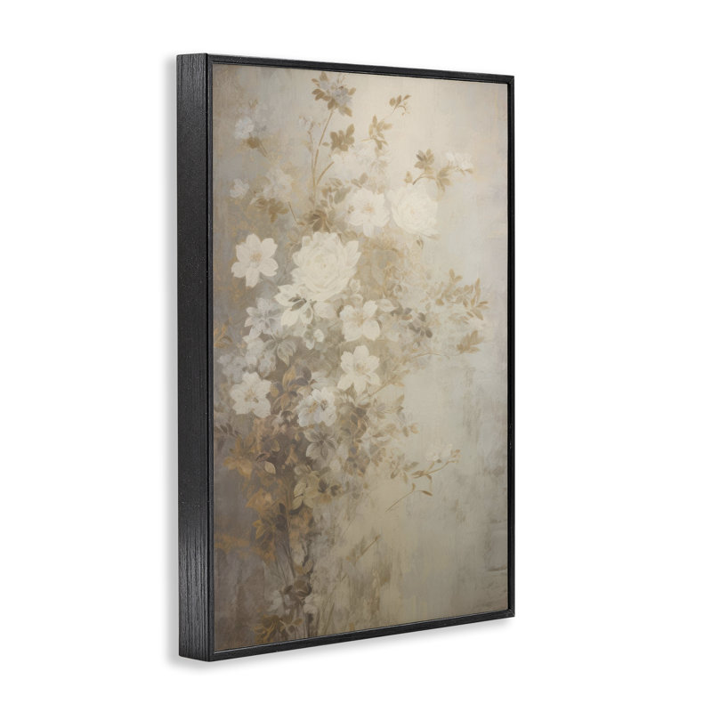 Giclée encadrée de fleurs rétro discrètes, design par LSR Creative Studio, H 18 po x l 12 po, Giclée encadrée noir minuit