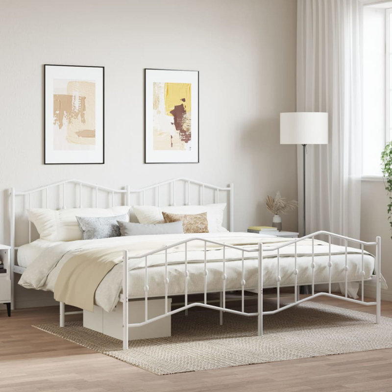 Afrin Metal Bed, White, Split King