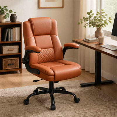 chaise de bureau en cuir à hauteur ajustable chaise pivotante à accoudoirs rabattables avec soutien lombaire chaise brune