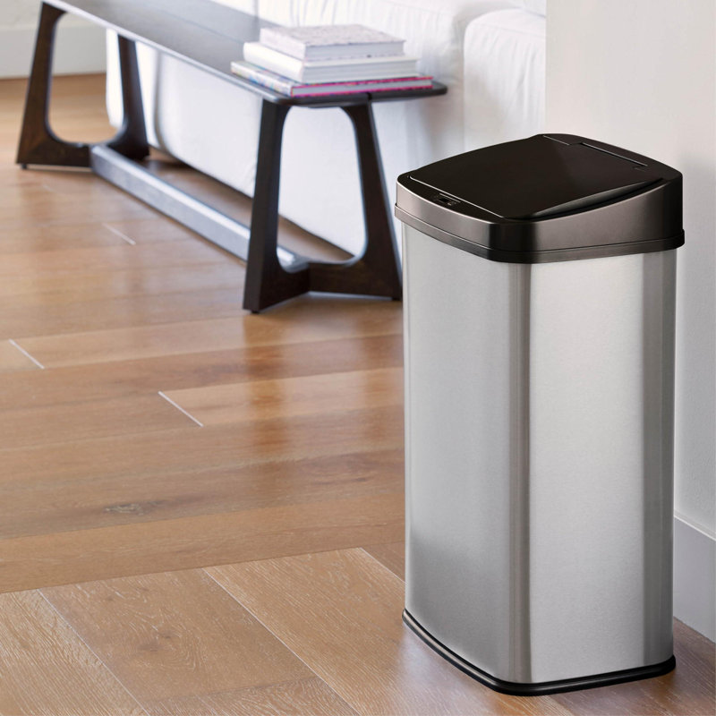 Automatic Touchless Motion Sensor Rectangular Trash Can, 13 Gal,(Black Trim)