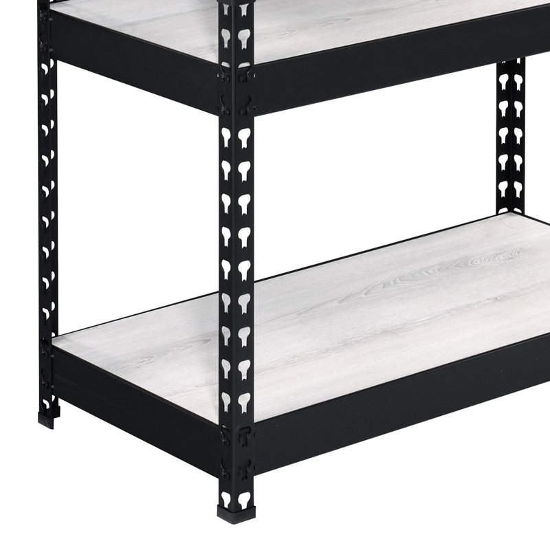 4-Shelf Rectangular Bookcase In Natural And Black For Displaying Study Room Decor Objects 4 With Adjustable Shelves Bedroom Organization