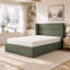 Structure de lit tapissier Annek avec rangement relevable, tête de lit à oreilles de H 40,9 po, lattes de bois et structure en métal, plusieurs tailles et options de tissu disponibles-1542131017-1542673010