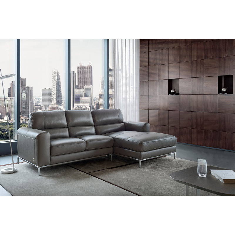 Brousseau Upholstered Sectional, Gray Leather Match, Right Hand Facing