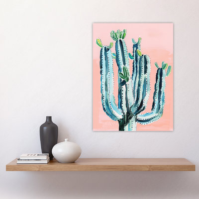 Desert Cactus Pastel Colour Pink Watercolour Wall Art Print