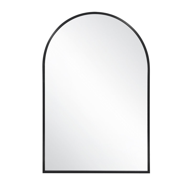 Maeve Metal Arch Wall Mirror, 30" x 20", Matte Black
