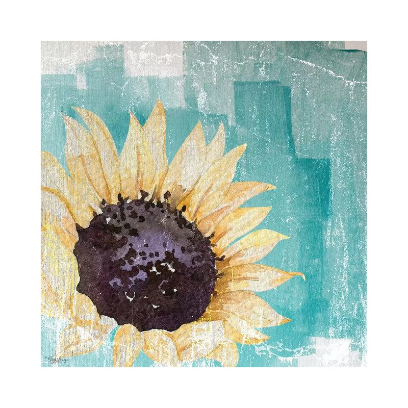 " Sunflower Teal " by Gigi Louise, 12" H x 12" W x 0.75" D