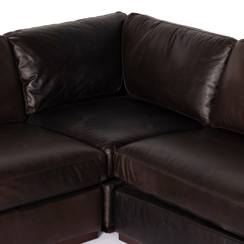 Colt 161" Wide Genuine Leather Left Hand Facing Sofa & Chaise, Right Hand Facing, Heirloom Cigar Genuine Leather
