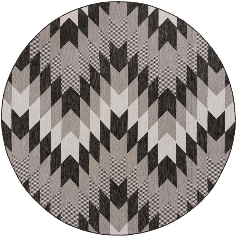 Tapis noir Aucun Nykeia, Rond 7 pi 10 po