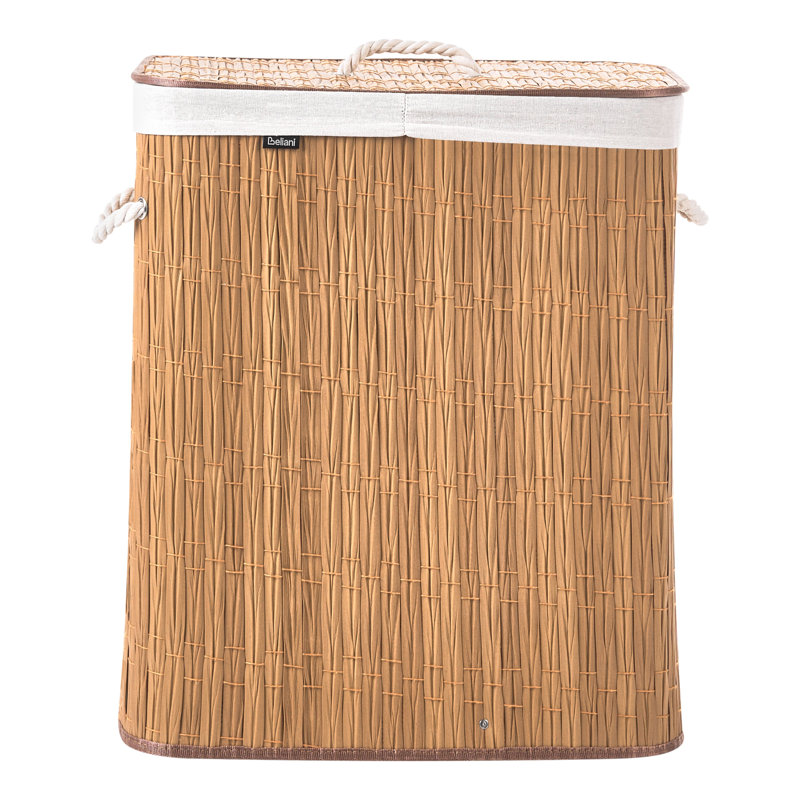 Fabric Laundry Basket, Brown, White