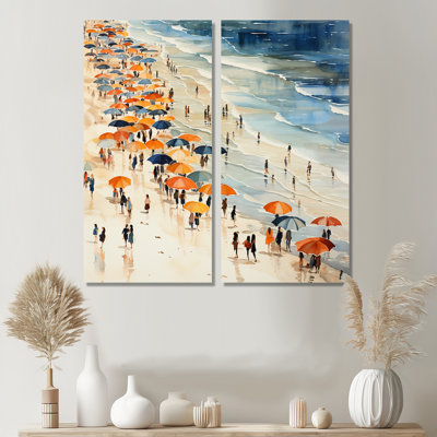 «Orange Umbrella Beach Day Tranquitt III - Beach Beach People», art mural