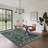 Modern Floral Machine Washable Rug for Living Room, Farmhouse Flower Soft Non Shedding Floor Covering with Non Slip TPR Backing, Indoor Foldable Low Pile Thin Mat-1396263684