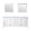 Meuble-lavabo double blanc 84 po X P 22 po P, plateau en quartz blanc et Miroirs-118001523