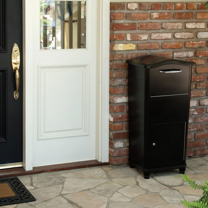 Black Locking Aluminum Parcel Drop Box with Rotating Drum