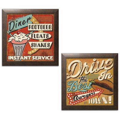 50's Style Diner Signs; Burgers, Milkshakes, Floats and Milkshakes' 2 Piece Framed Vintage Advertisement Set -  Red Barrel Studio®, CA1388608B41456A9ACA6DDA09626C97