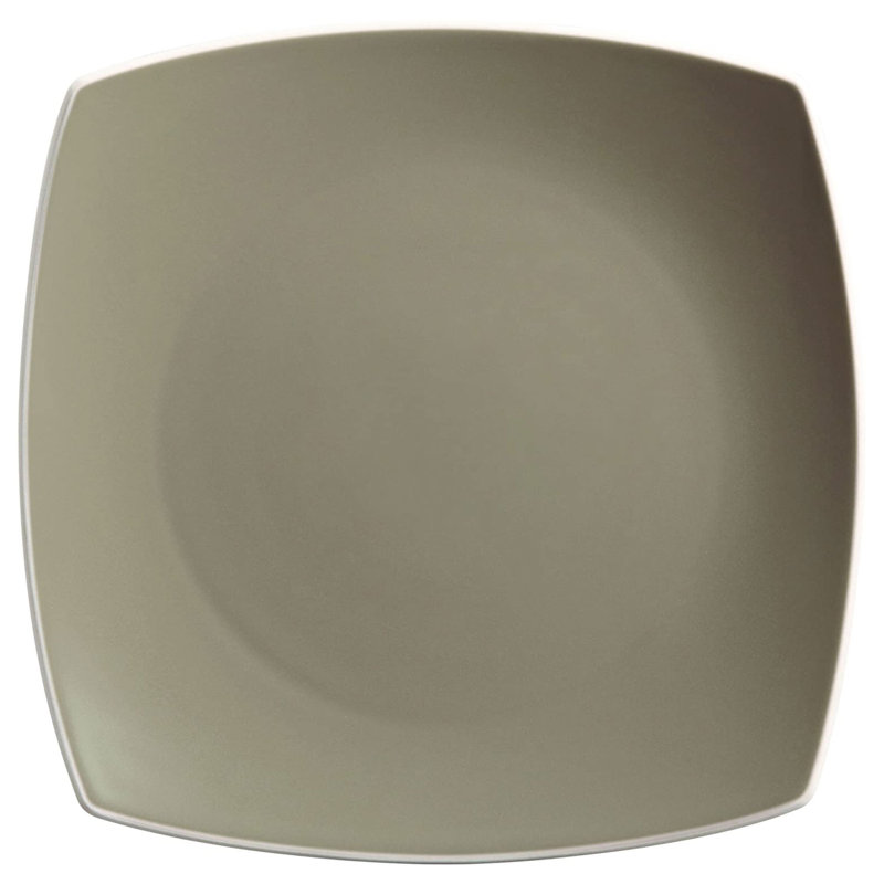 Matte Taupe Square Ceramic Dinnerware Set, Service for 4