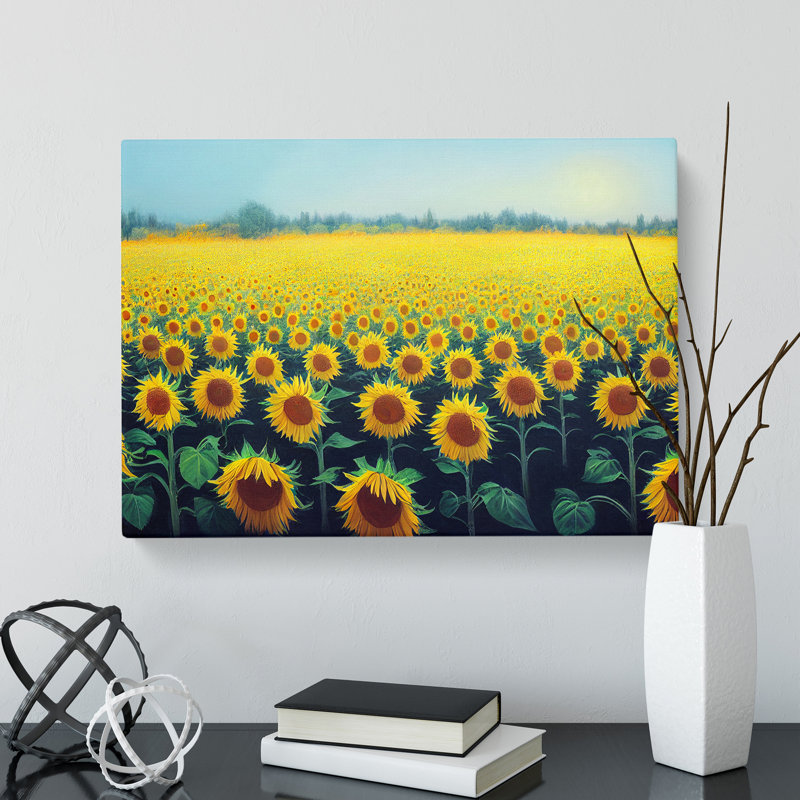 Wondrous Sunflower Field - Wrapped Canvas, 40cm H x 60cm W x 3cm D