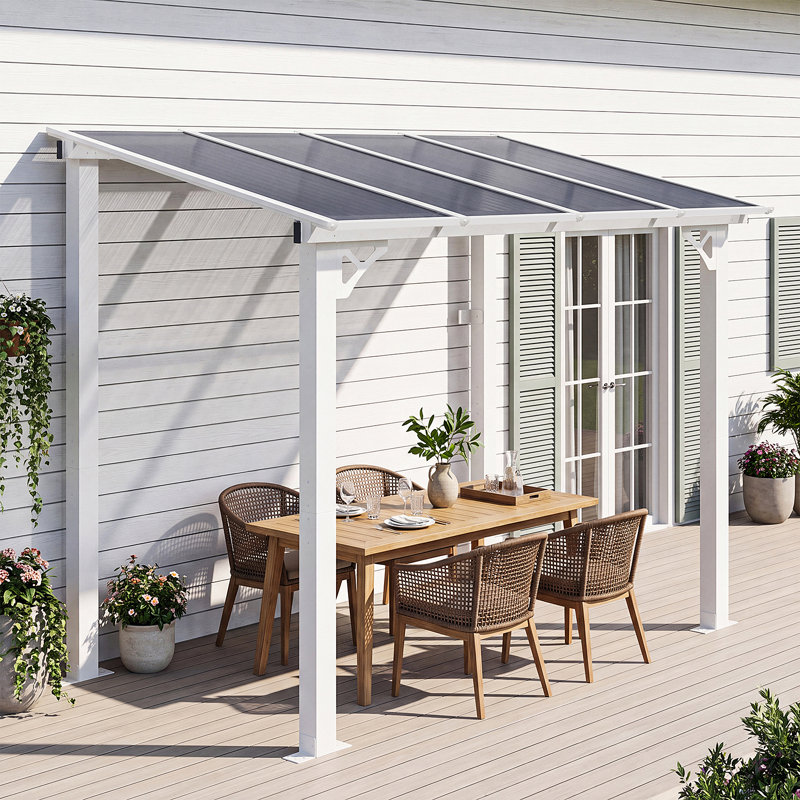 8 pi L 5 pi. D Pergola d'extérieur en métal avec abri de jardin pour terrasse et toit incliné
