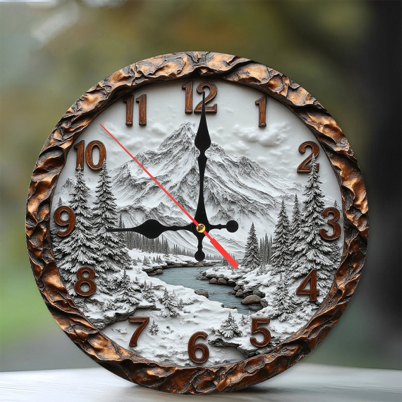 Horloge murale paysage d'hiver