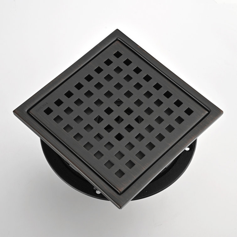 4 inch Matte Black Square Shower Drain with Hair Trap Set (3 Designs)