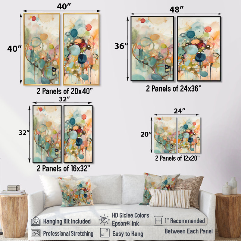 «Pink Blue Minimalims Fludity I», art mural sur toile abstrait minimaliste, H 36 po x l 48 po, Impression encadrée flottante