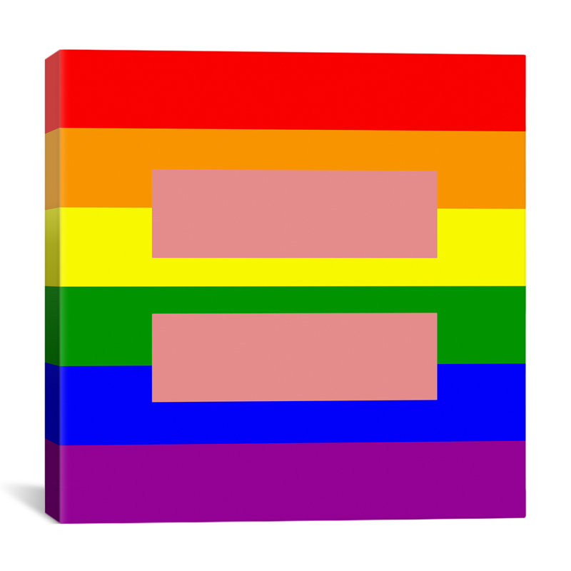 Signe d’égalité, symbole égal aux droits avec drapeau arc, impression sur toile, H 18 po x l 18 po x P 1,5 po