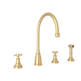 Georgian Era Double Handle Kitchen Faucet With Accessories
