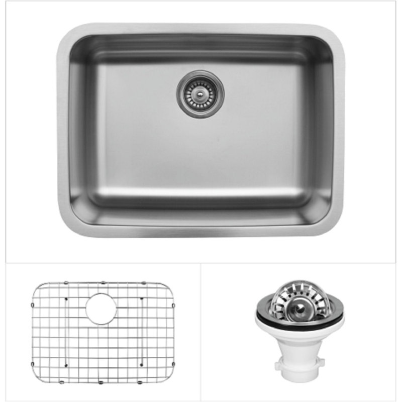 Ensemble d'évier de cuisine à simple cuve en acier inoxydable 24 1/8 po x 18 1/8 po Karran