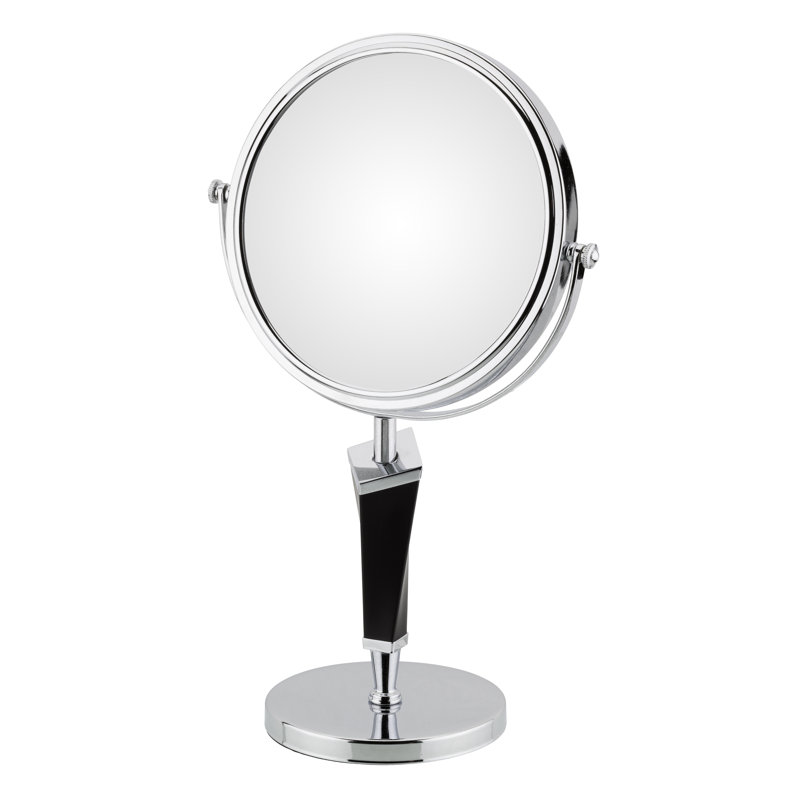 Chrome and Black Freestanding Magnifying Makeup Mirror