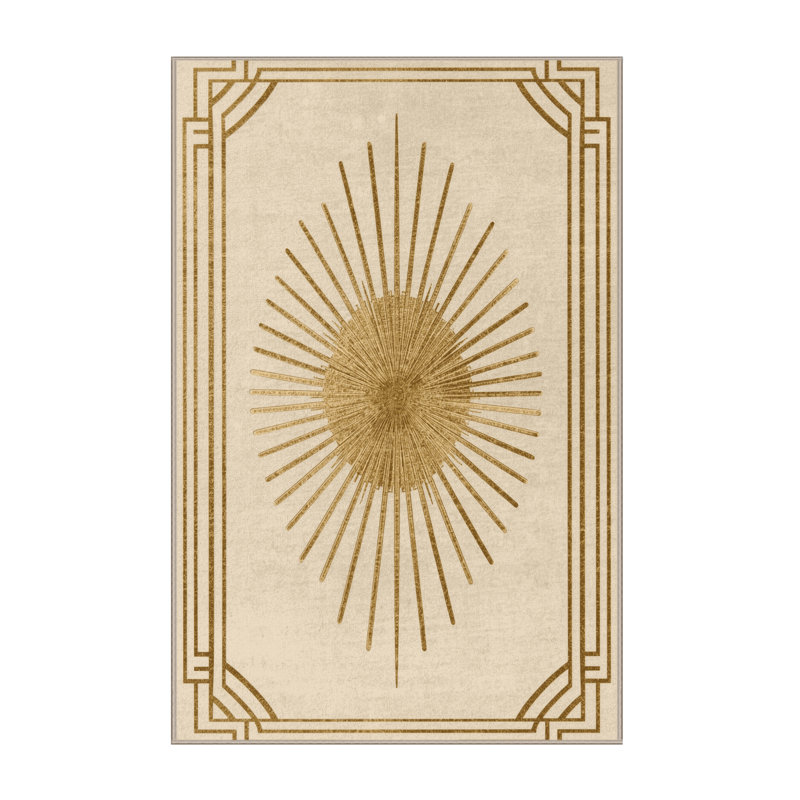 Soft Plush Etzel New Years Modern & Contemporary Abstract Area Rug in Beige – Beige Binding, 5x8