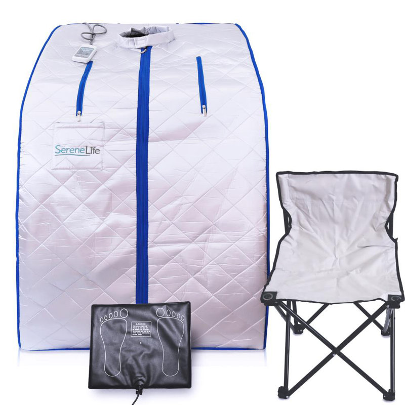 SereneLife 1 - Person Portable FAR Infrared Sauna with Remote Control, Silver