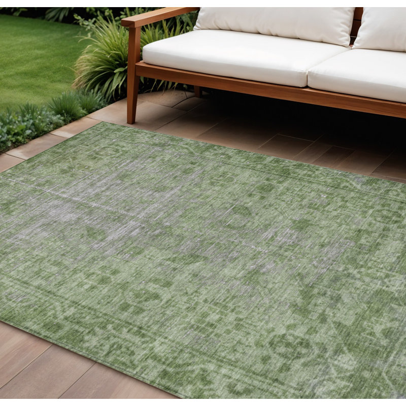 Tapis oriental lavable intérieur vert 8 pi x 10 pi
