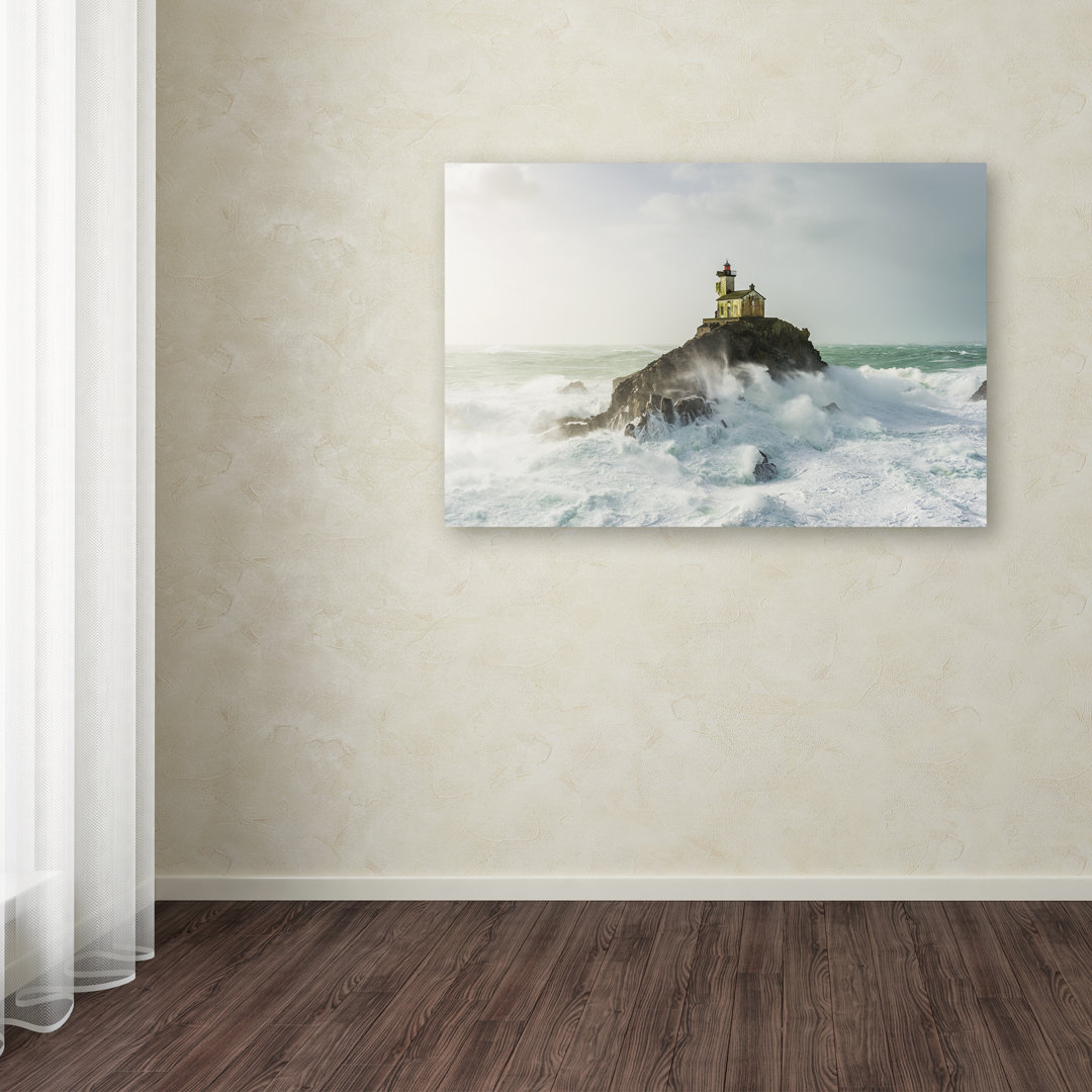 Hockman 'Haunted Lighthouse in the Storm' Photographic Print on Wrapped Canvas Beachcrest Home™ 