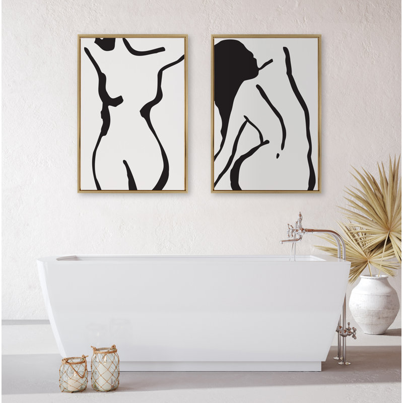 «Timeless Feminine Figural Dessin 1 Black and White» par The Creative Bunch Studio, reproduction d'art sur toile encadrée
