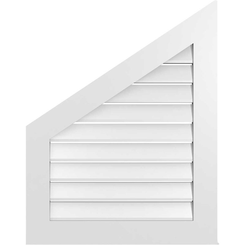 Half Peaked Left Surface Mount Signature Urethane Functional Gable Vent 8/12 Pitch Primed Tan, 36" H x 28" W x 1" D