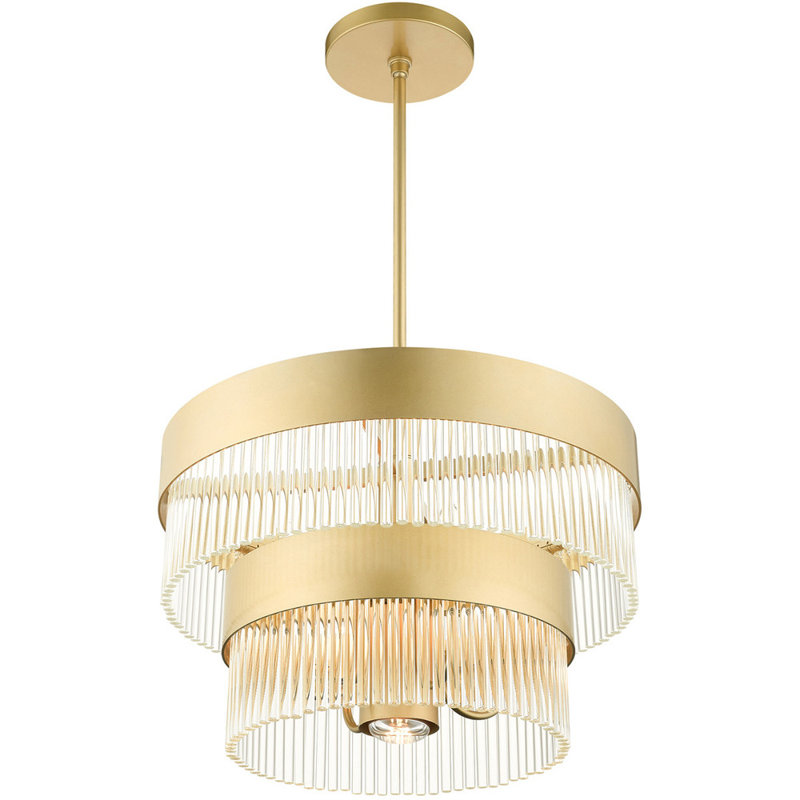 Lustre tambour 5 lumières Bamey, Doré clair, 24", 7
